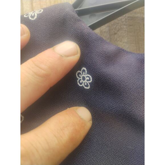 Vintage Navy Blue Maxi Dress Sailor Collar Floral Embroidered Cottagecore Sz 10 - Picture 5 of 11